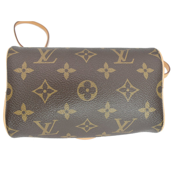 LOUIS VUITTON Nano Speedy Monogram Canvas Crossbody Bag Brown