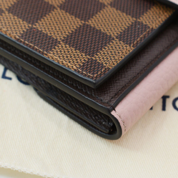 LOUIS VUITTON Damier Ebene Normandy Compact Wallet Rose Ballerine