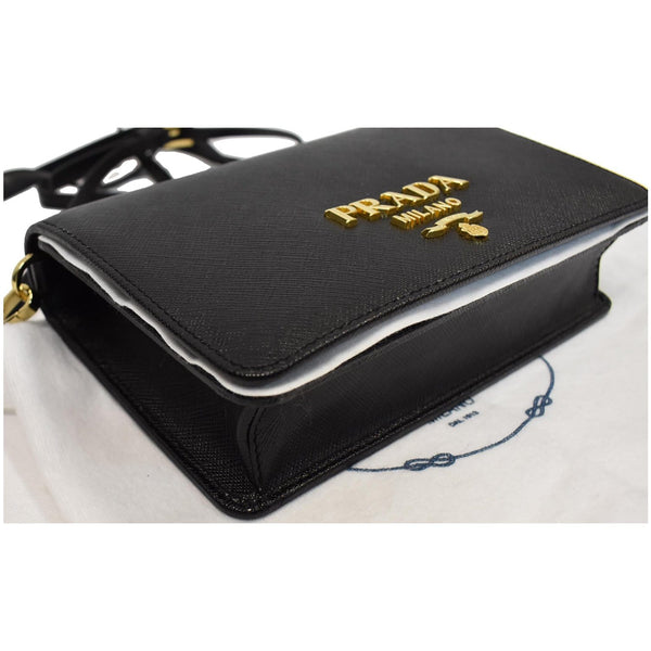 PRADA Saffiano Leather Mini Shoulder Bag Black