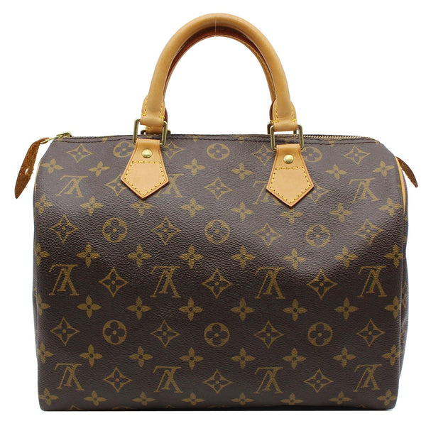 LOUIS VUITTON Speedy 30 Monogram Canvas Satchel Bag Brown