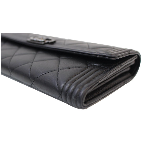 CHANEL Boy Large Flap Lambskin Leather Wallet Black