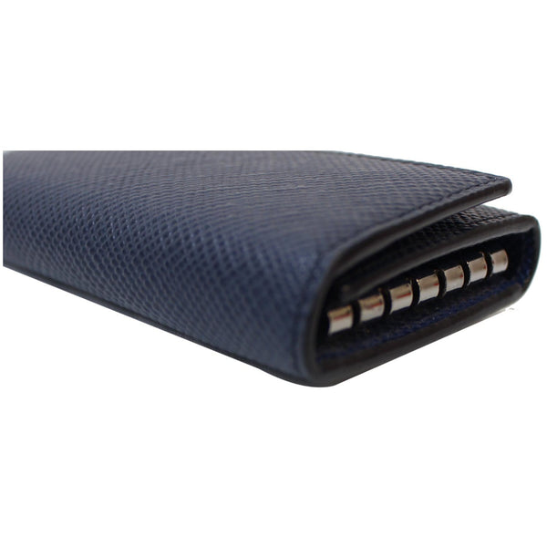 PRADA 6 Key Holder Leather Wallet Blue
