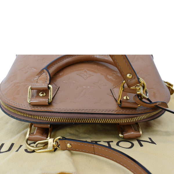 LOUIS VUITTON Alma BB Vernis Leather Satchel Crossbody Bag Tan