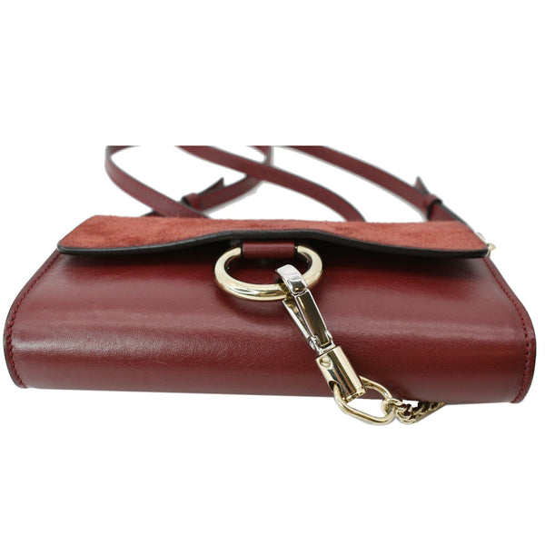 CHLOE Mini Faye Suede Calfskin Leather Shoulder Bag Red