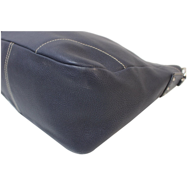 PRADA Milano Leather Shoulder Bag Navy Blue