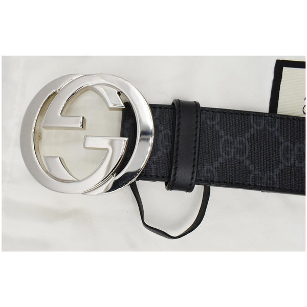 GUCCI Interlocking G Buckle GG Supreme Canvas Belt Black 411924