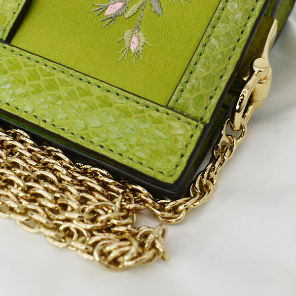 GUCCI Ophidia Silk Embroidered Floral Mini Shoulder Bag Green - Hot Deals