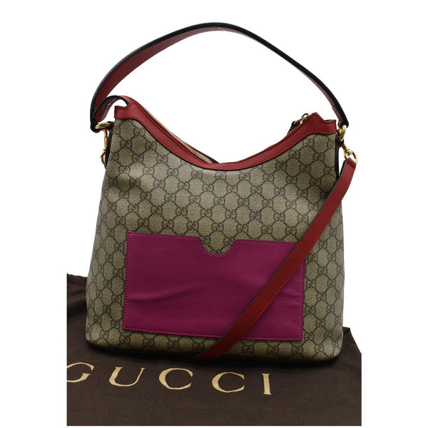 GUCCI Linea A Supreme Coated Canvas Hobo Shoulder Bag Beige 414930