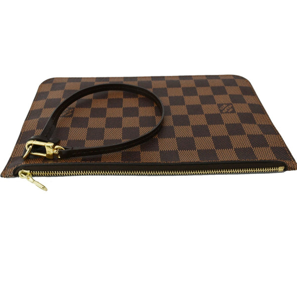 LOUIS VUITTON Neverfull MM Damier Ebene Pochette Wristlet Pouch Brown