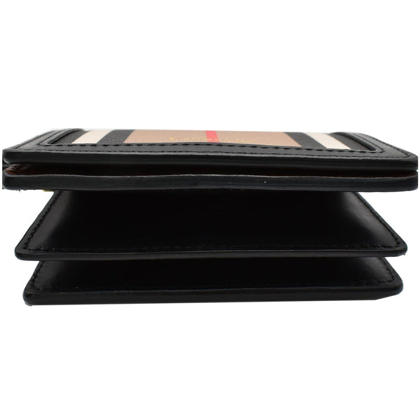 BURBERRY Jessie Icon Stripe E-Canvas Monogram Crossbody Card Case Beige