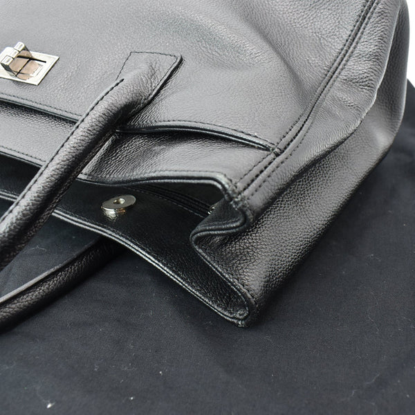 CHANEL Reissue Cerf Executive East West Leather Tote Bag Black