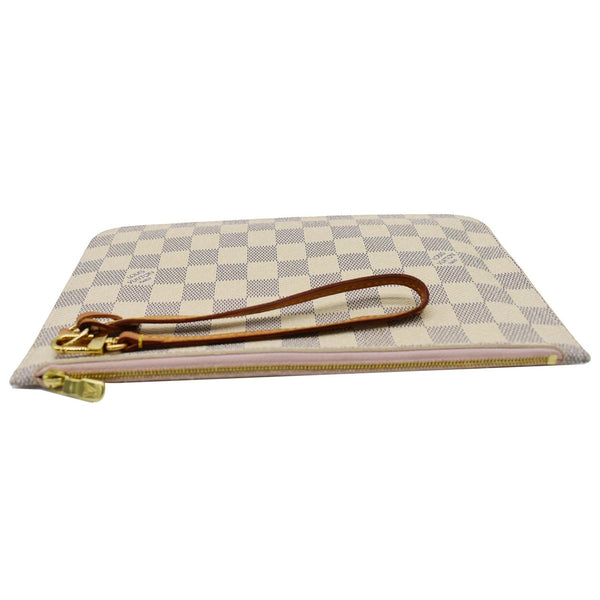 LOUIS VUITTON Neverfull GM Damier Azur Pochette Wristlet Pouch White