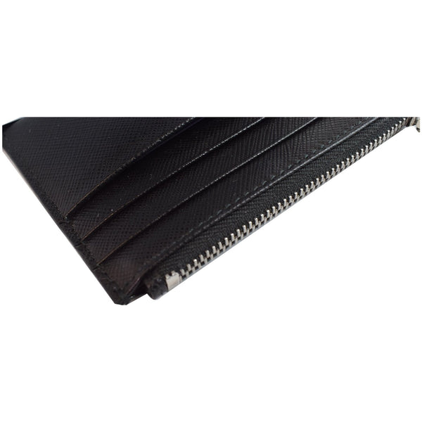 PRADA Smalto Charm Leather Card Case Black