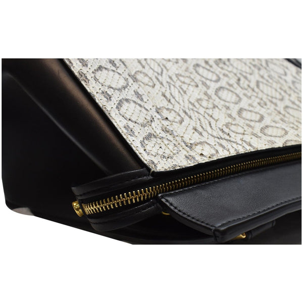 CELINE Medium Edge Python Leather Top Handle Shoulder Bag Beige