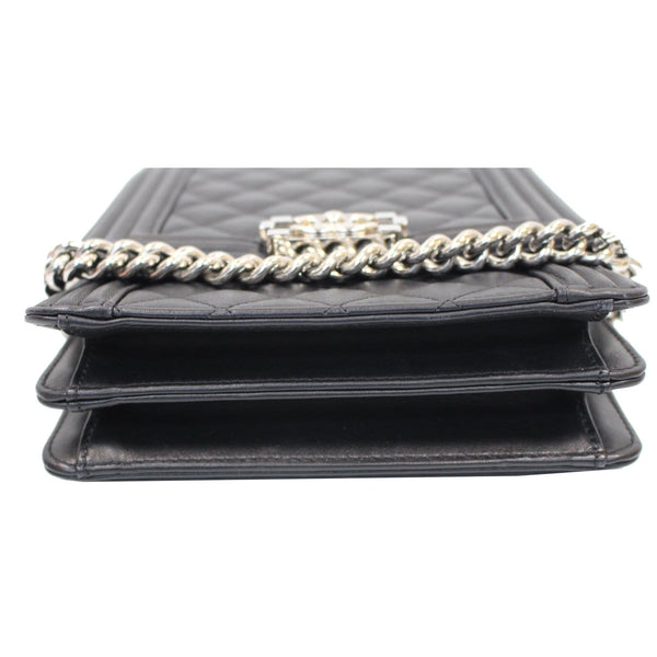 Chanel North South Boy Lambskin Leather bag bottom folded