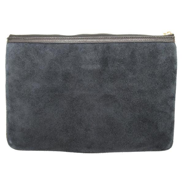 GUCCI Ophidia GG Suede Leather Pouch Clutch Bag Navy Blue 517551