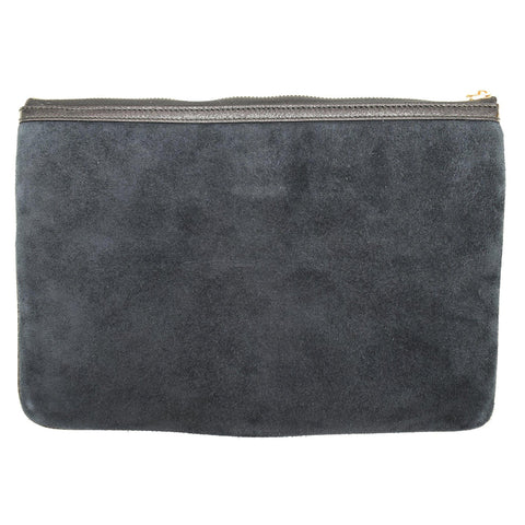 GUCCI Ophidia GG Suede Leather Pouch Clutch Bag Navy Blue 517551