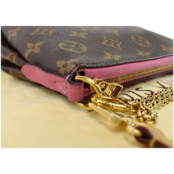 LOUIS VUITTON Pallas Clutch Monogram Canvas Crossbody Bag Brown