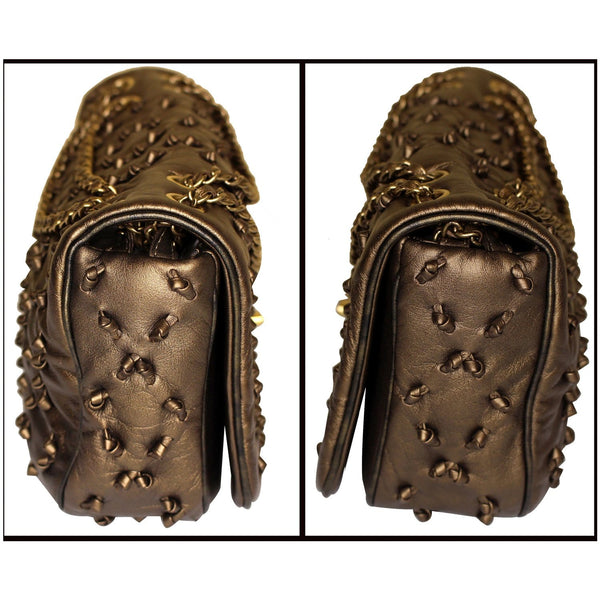 CHANEL Classic Flap Chic Knot Lambskin Leather Shoulder Bag Bronze