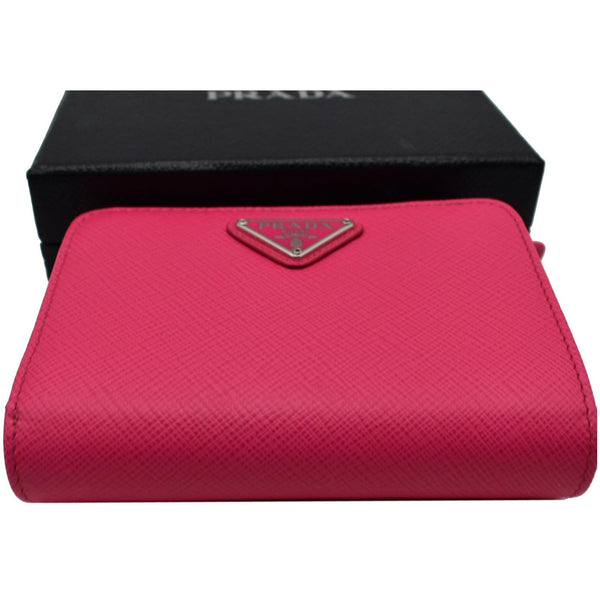 PRADA Small Saffiano Leather Zip Around Wallet Pink