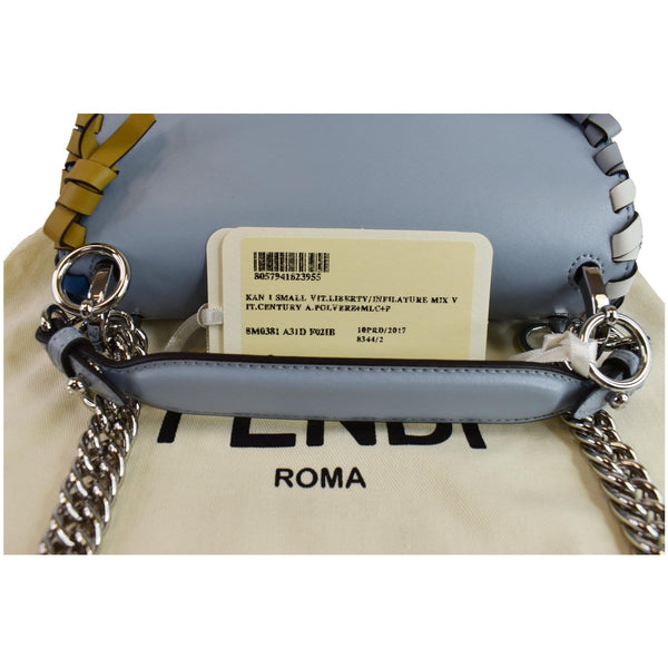 FENDI Vitello Liberty Whipstitch Bow Small Kan I Shoulder Bag Light Blue - Final Sale