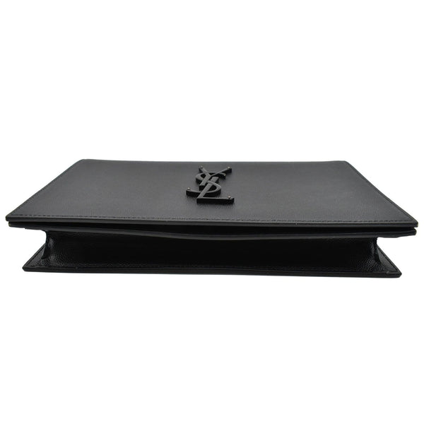 YVES SAINT LAURENT Kate Pebbled Leather Clutch Wallet Black