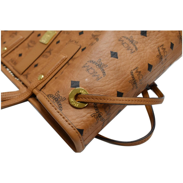 MCM Reversible Liz Visetos Canvas Shopper Tote Bag Cognac