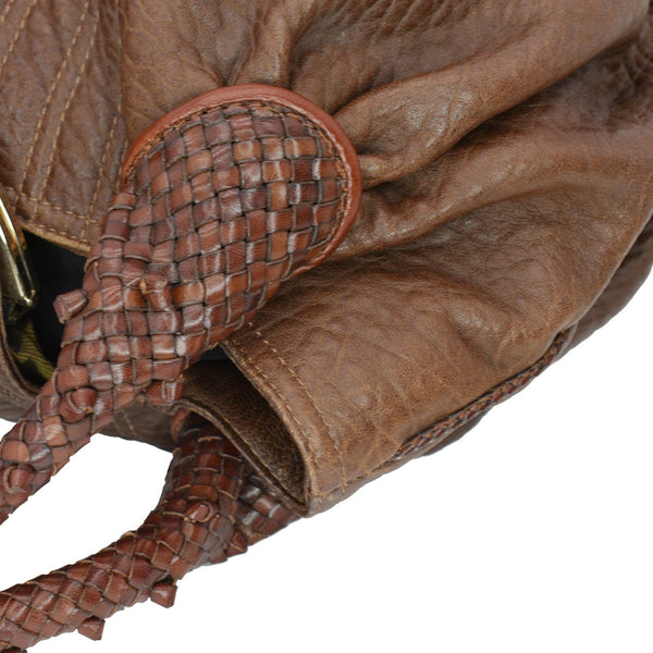 FENDI Spy Nappa Leather Satchel Bag Brown 8BR511