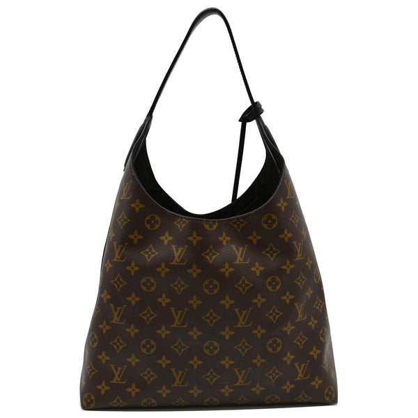 LOUIS VUITTON Flower Monogram Canvas Shoulder Hobo Bag Brown