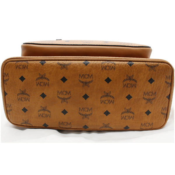 MCM Stark Medium Visetos Monogram Canvas Backpack Bag Cognac Red