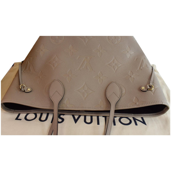 LOUIS VUITTON Neverfull MM Monogram Empreinte Tote Bag Beige