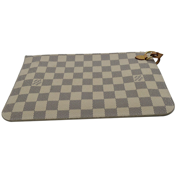 LOUIS VUITTON Neverfull MM Damier Azur Pochette Wristlet Pouch White