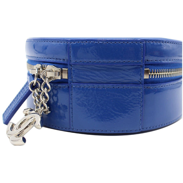 CHANEL Round as Earth Patent Leather Crossbody Bag Blue