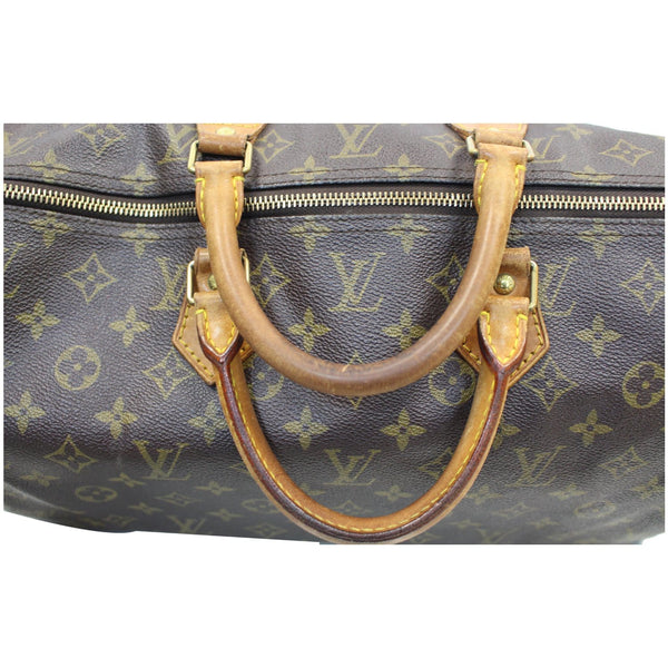 LV Speedy 40 Monogram Canvas Satchel Bag Focused View