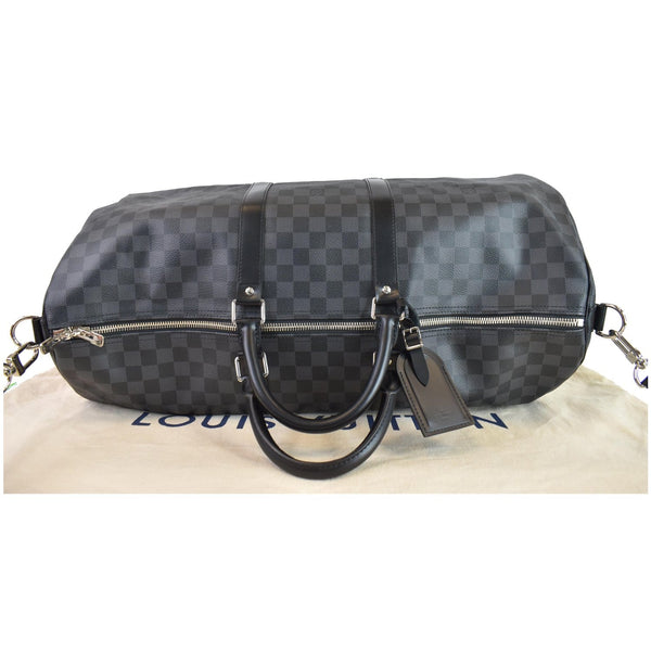 LOUIS VUITTON Keepall Bandouliere 55 Damier Graphite Travel Bag Black