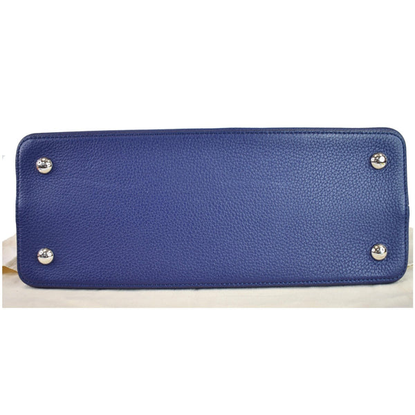 LOUIS VUITTON Capucines MM Taurillon Leather Satchel Bag Blue