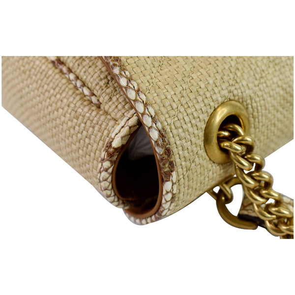 Gucci GG Marmont Raffia Small Shoulder Bag corner view