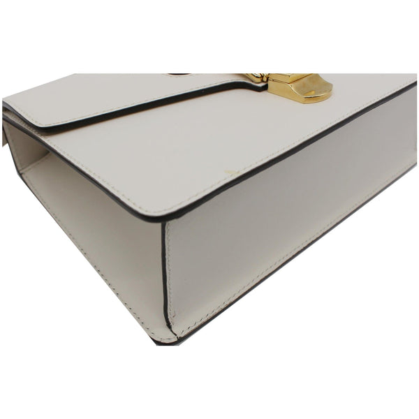 GUCCI Sylvie Small Calfskin Top Handle Bag White 421828
