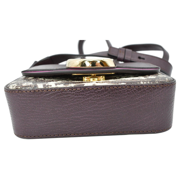 CHLOE Mini C Flap Double Carry Embossed Leather Crossbody Bag Raisin