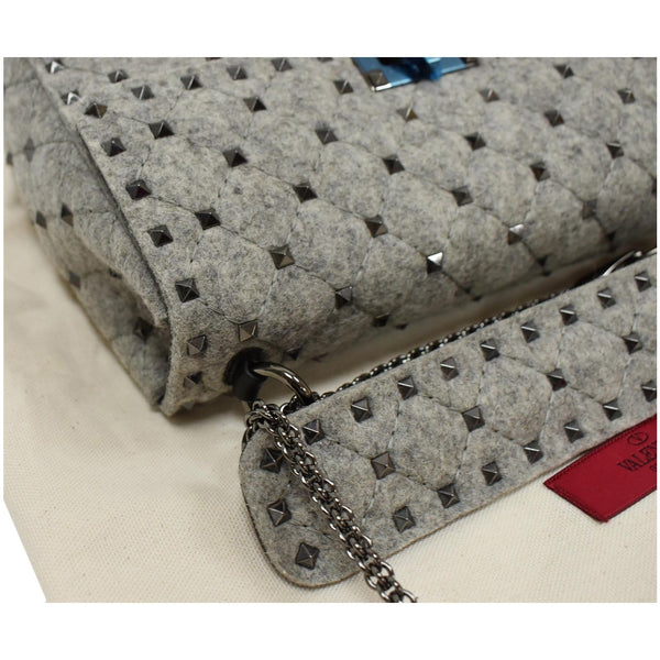 Valentino Garavani Rockstud Spike Chain Canvas Crossbody Bag Grey