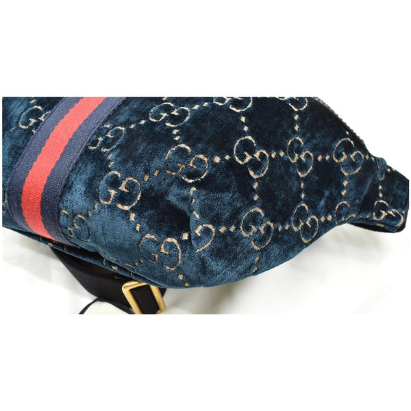 GUCCI GG Monogram Velvet Belt Bumbag Dark Blue 574968