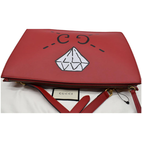 Gucci Diamond GG Calfskin Leather Messenger Bag Red 429004
