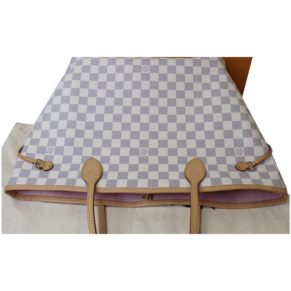LOUIS VUITTON Neverfull MM Damier Azur Tote Shoulder Bag White