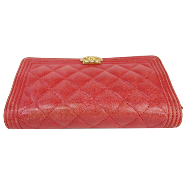 CHANEL Boy Woc Lambskin Leather Wallet On Chain Clutch Bag Red