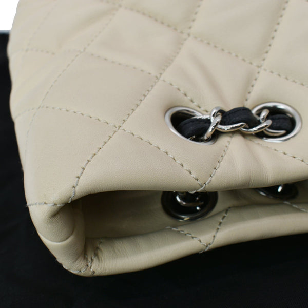 CHANEL Drawstring Large Quilted Calfskin Shopping Tote Bag Beige