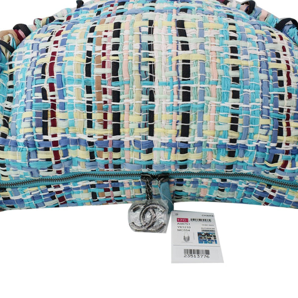 CHANEL Coco Cuba Hammock Tweed Woven Hobo Bag Turquoise
