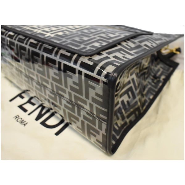 FENDI Runaway Shopper Medium TPU FF Leather Tote Bag Black