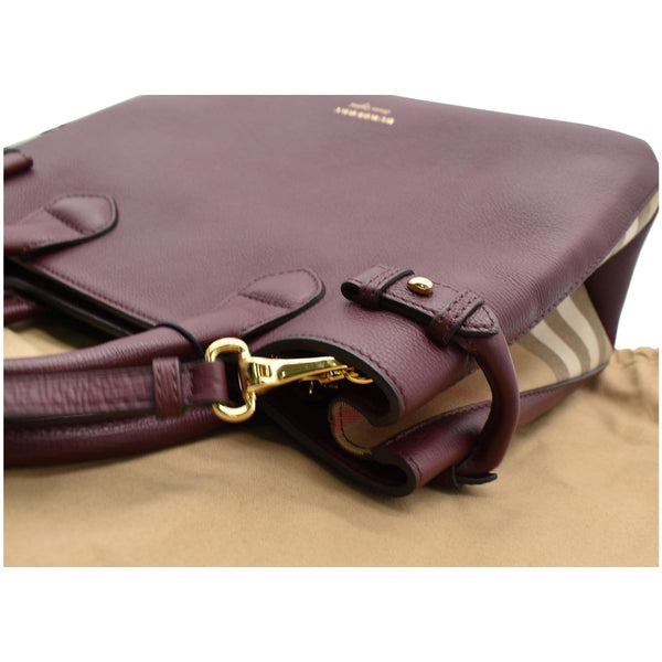 BURBERRY Banner Medium Leather Tote Shoulder Bag Red