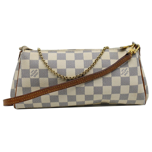 LOUIS VUITTON Pochette Eva Damier Azur Clutch Crossbody Bag White