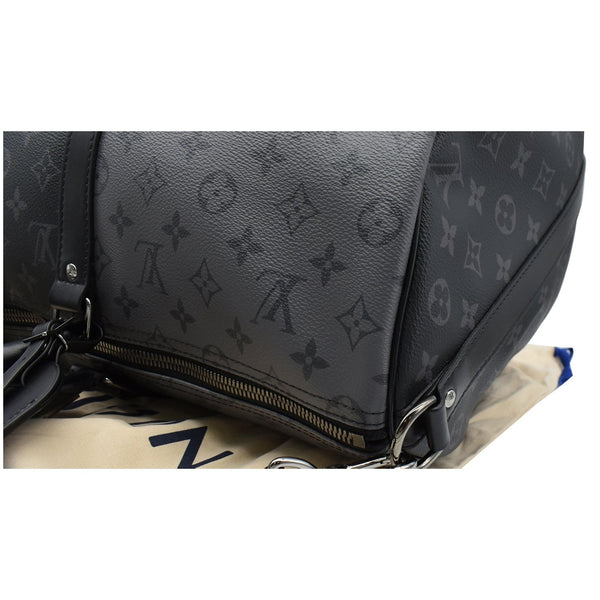 LOUIS VUITTON Keepall 50 Bandouliere Monogram Eclipse Canvas Travel Bag Black